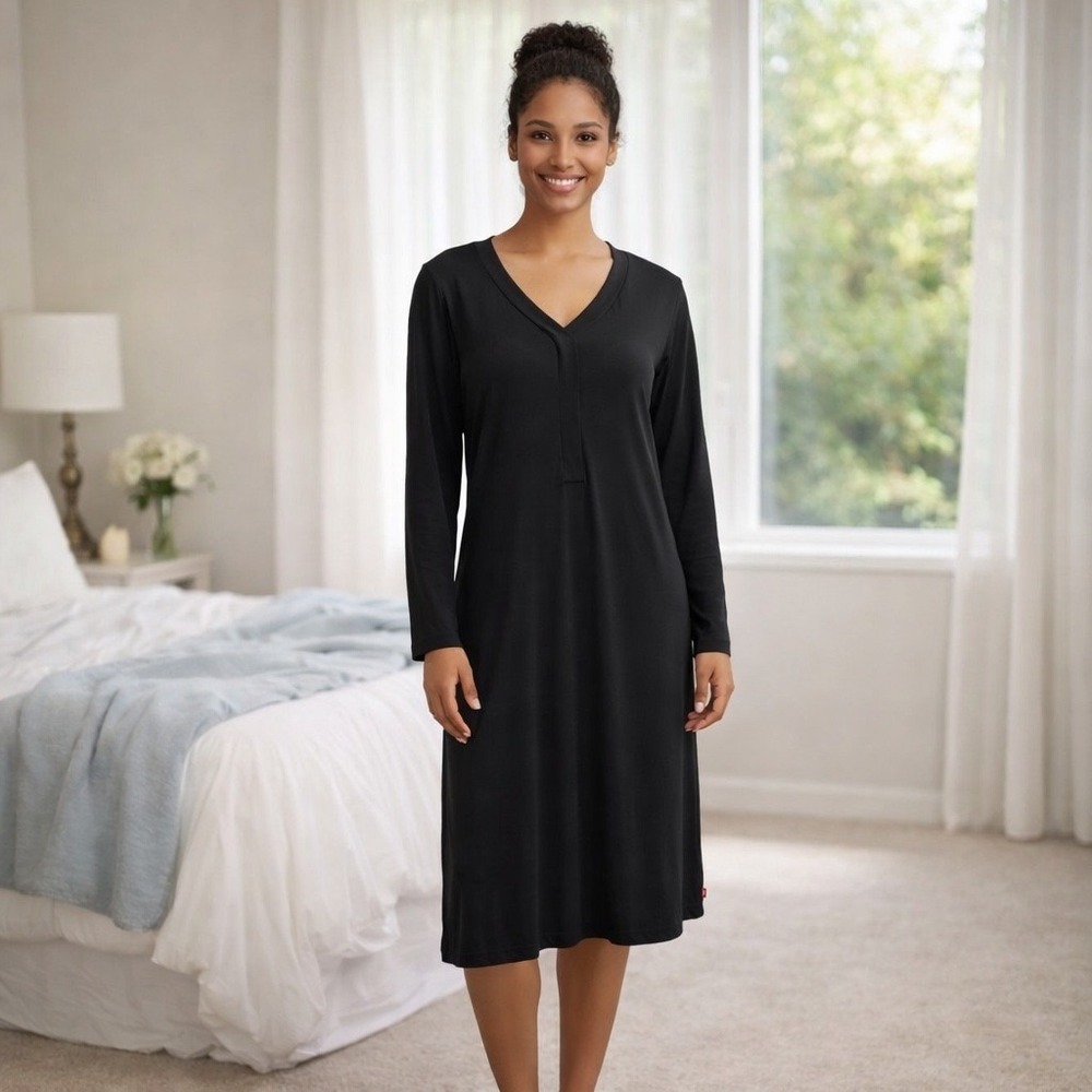 Magnetic Me Minimalist Lounge Dress Black Modal Soft Girl Capsule Casual SZ M